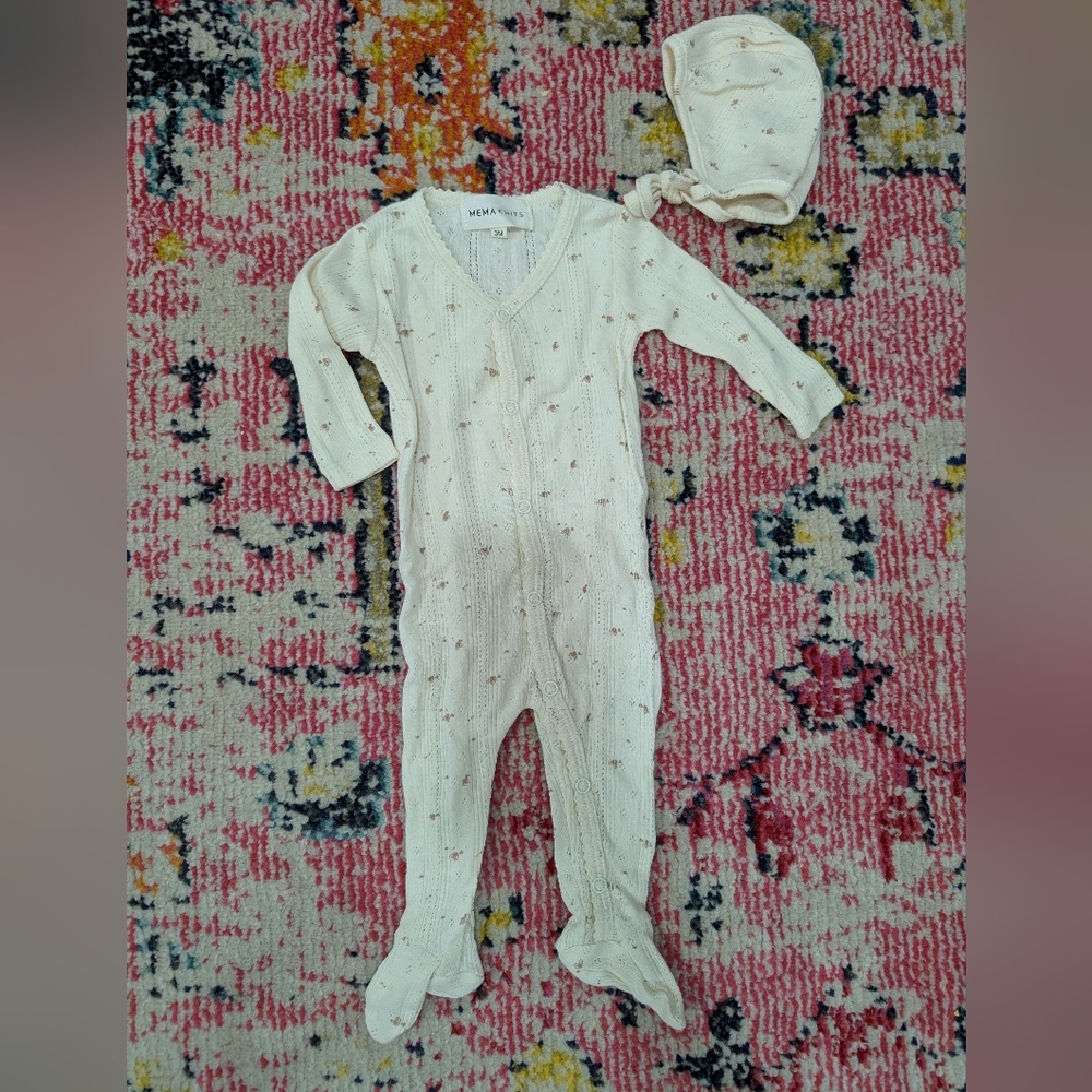 Mema Knits Cozy Cream Kids Footie Set